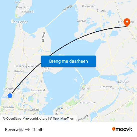 Beverwijk to Thialf map