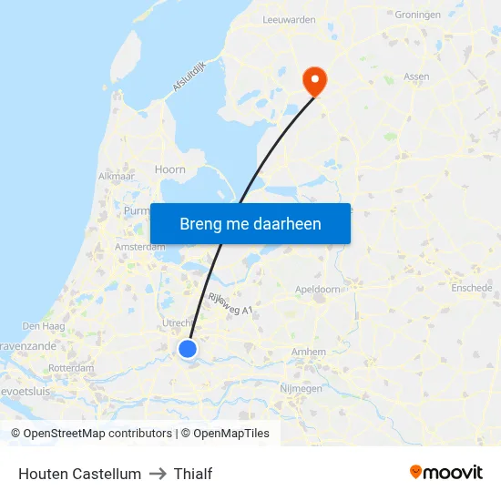 Houten Castellum to Thialf map