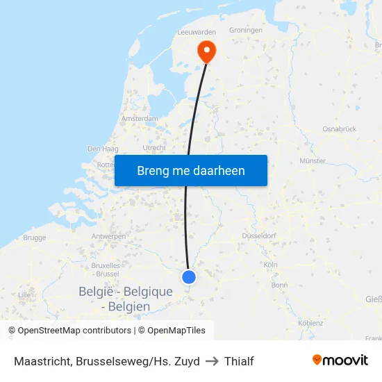 Maastricht, Brusselseweg/Hs. Zuyd to Thialf map