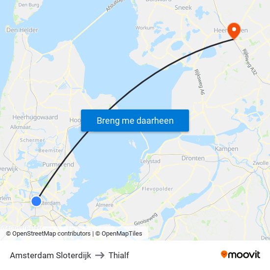Amsterdam Sloterdijk to Thialf map