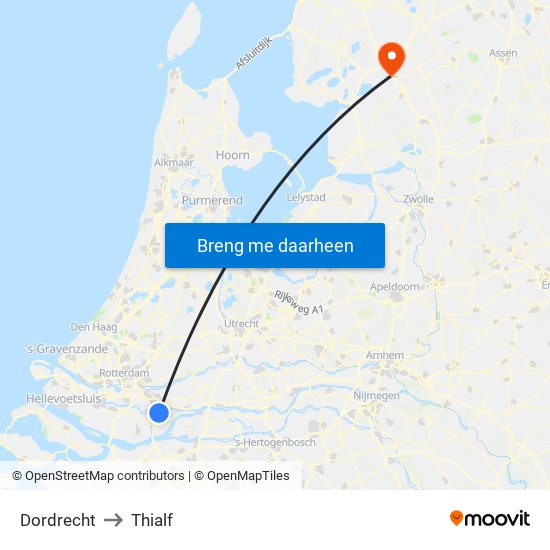 Dordrecht to Thialf map