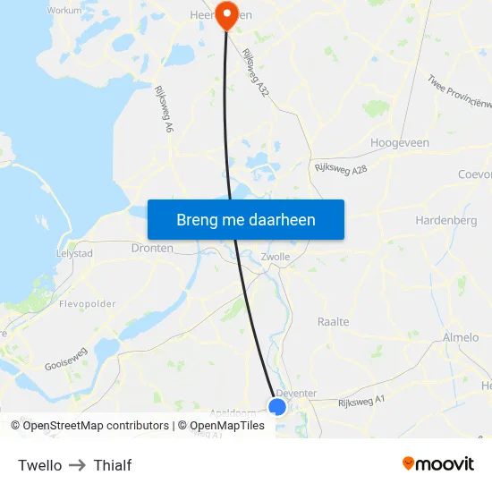 Twello to Thialf map