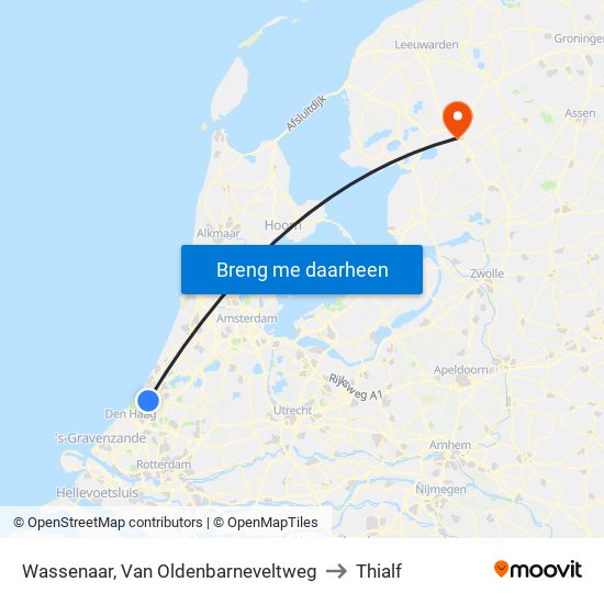 Wassenaar, Van Oldenbarneveltweg to Thialf map