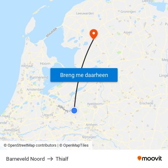 Barneveld Noord to Thialf map