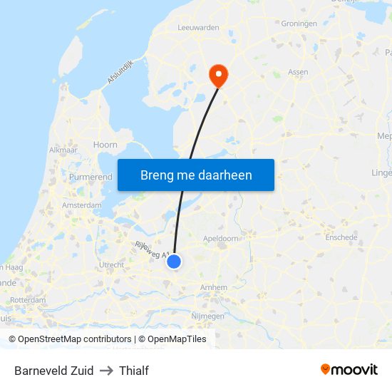 Barneveld Zuid to Thialf map