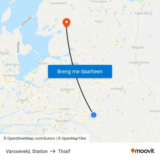Varsseveld, Station to Thialf map