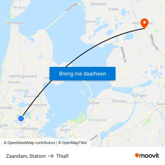 Zaandam, Station to Thialf map