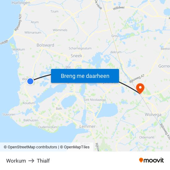 Workum to Thialf map