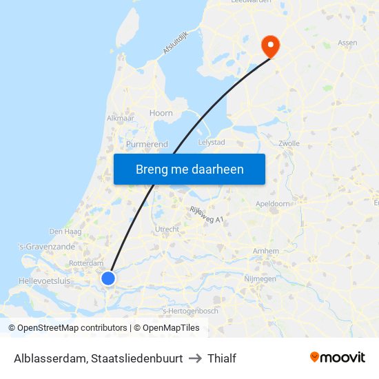 Alblasserdam, Staatsliedenbuurt to Thialf map