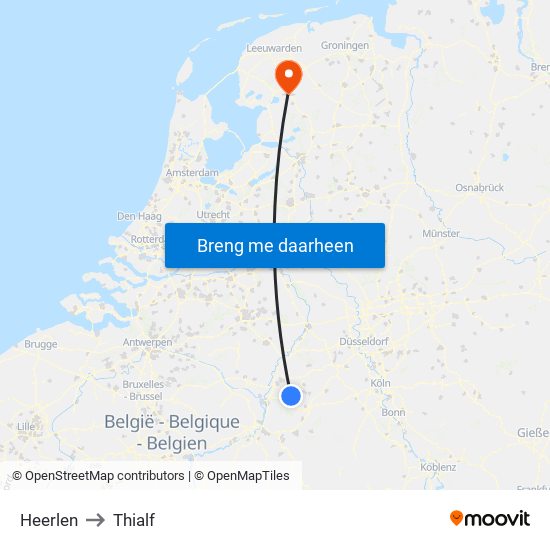 Heerlen to Thialf map