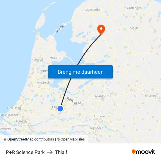 P+R Science Park to Thialf map