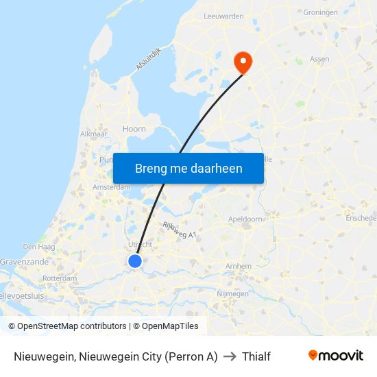Nieuwegein, Nieuwegein City (Perron A) to Thialf map