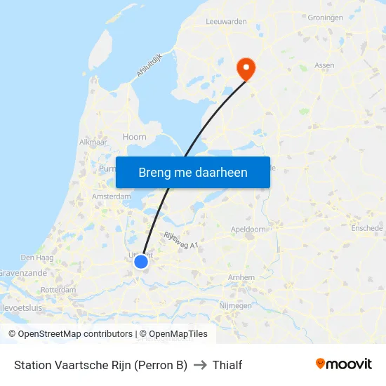 Station Vaartsche Rijn (Perron B) to Thialf map