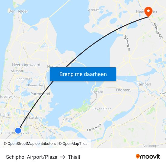 Schiphol Airport/Plaza to Thialf map