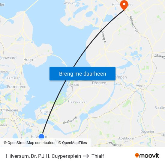 Hilversum, Dr. P.J.H. Cuypersplein to Thialf map