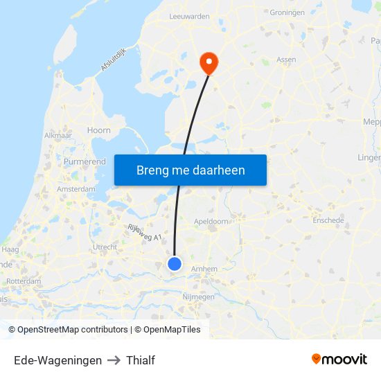 Ede-Wageningen to Thialf map