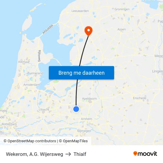 Wekerom, A.G. Wijersweg to Thialf map