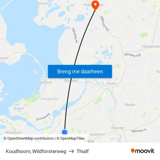 Koudhoorn, Wildforsterweg to Thialf map
