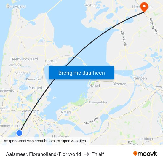 Aalsmeer, Floraholland/Floriworld to Thialf map
