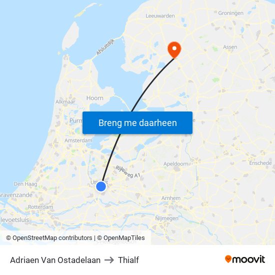 Adriaen Van Ostadelaan to Thialf map