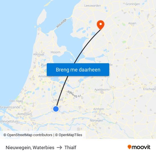 Nieuwegein, Waterbies to Thialf map