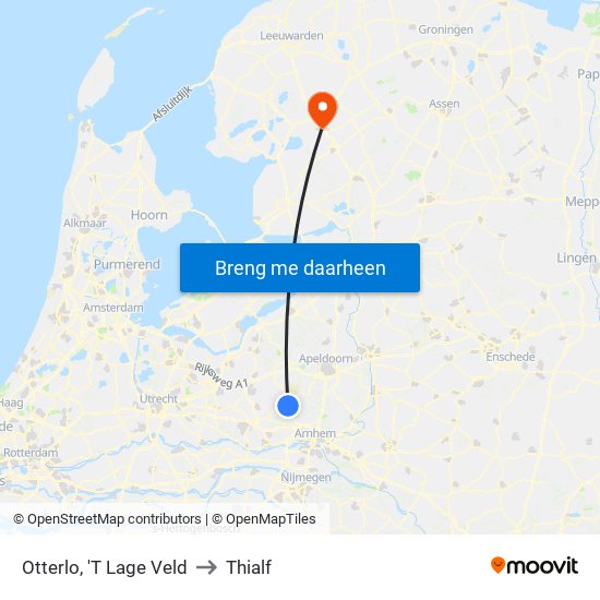 Otterlo, 'T Lage Veld to Thialf map