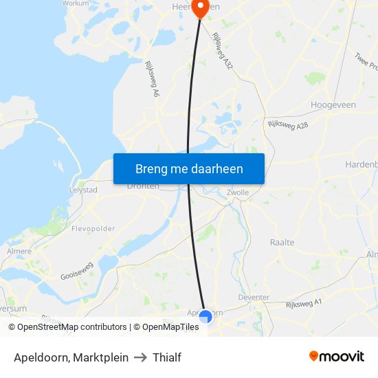 Apeldoorn, Marktplein to Thialf map