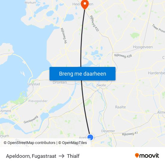 Apeldoorn, Fugastraat to Thialf map