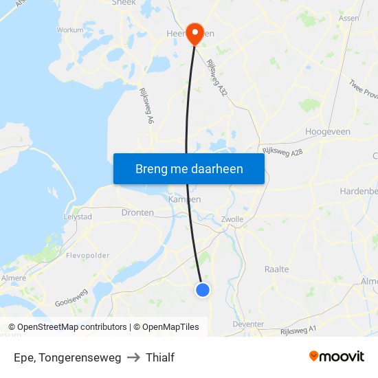 Epe, Tongerenseweg to Thialf map