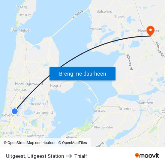 Uitgeest, Uitgeest Station to Thialf map