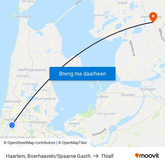 Haarlem, Boerhaaveln/Spaarne Gasth to Thialf map