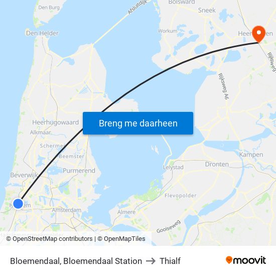 Bloemendaal, Bloemendaal Station to Thialf map