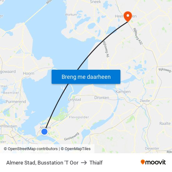 Almere Stad, Busstation 'T Oor to Thialf map