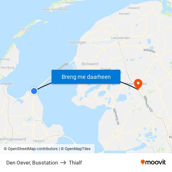 Den Oever, Busstation to Thialf map