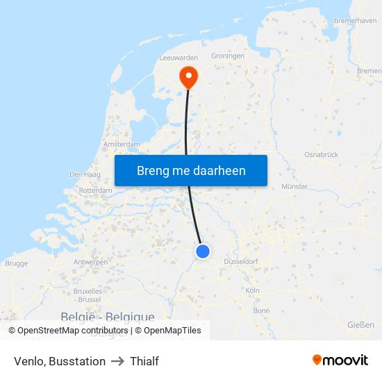 Venlo, Busstation to Thialf map