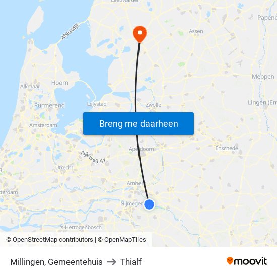 Millingen, Gemeentehuis to Thialf map