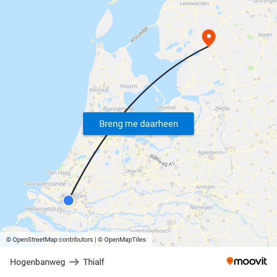 Hogenbanweg to Thialf map