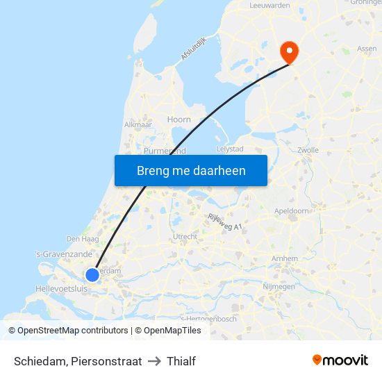 Schiedam, Piersonstraat to Thialf map