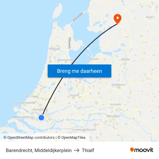 Barendrecht, Middeldijkerplein to Thialf map