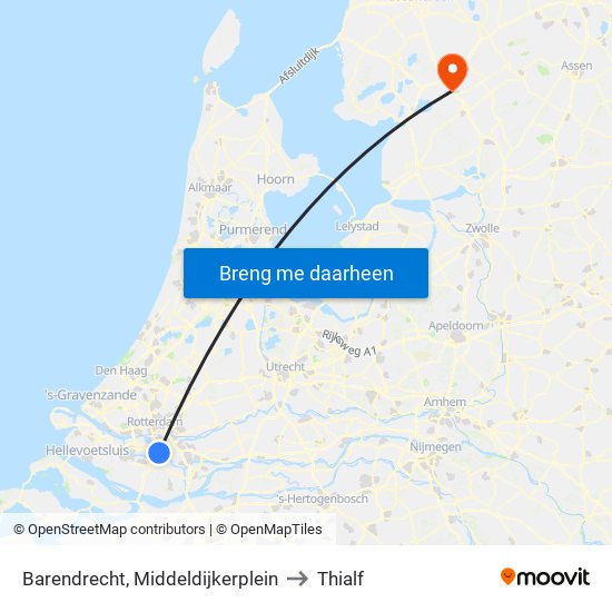 Barendrecht, Middeldijkerplein to Thialf map