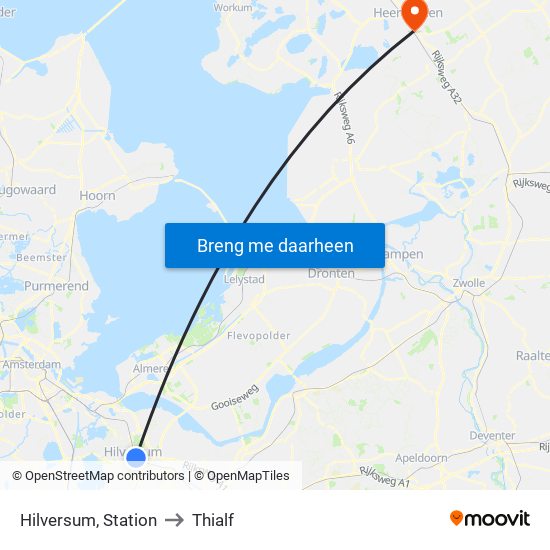 Hilversum, Station to Thialf map