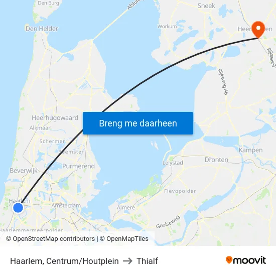 Haarlem, Centrum/Houtplein to Thialf map