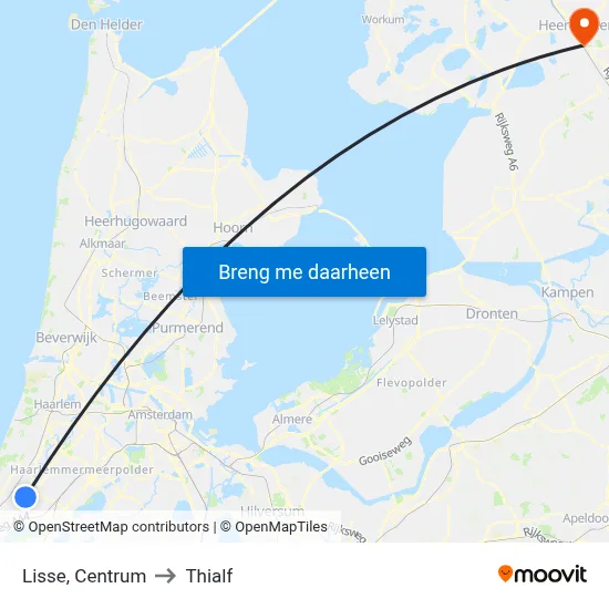 Lisse, Centrum to Thialf map