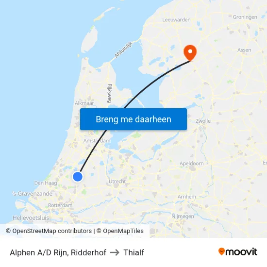 Alphen A/D Rijn, Ridderhof to Thialf map
