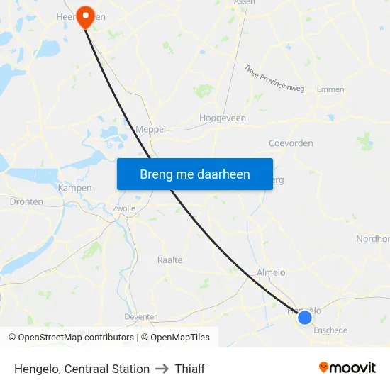 Hengelo, Centraal Station to Thialf map