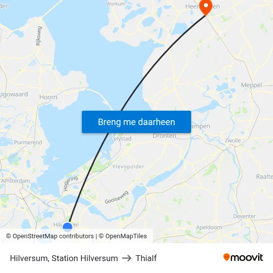 Hilversum, Station Hilversum to Thialf map