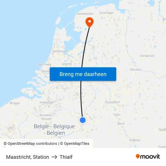 Maastricht, Station to Thialf map