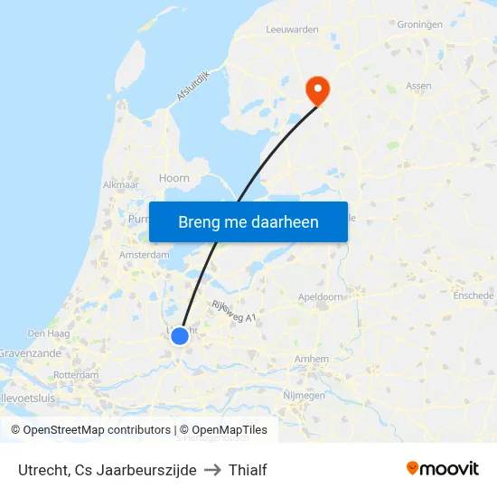 Utrecht, Cs Jaarbeurszijde to Thialf map