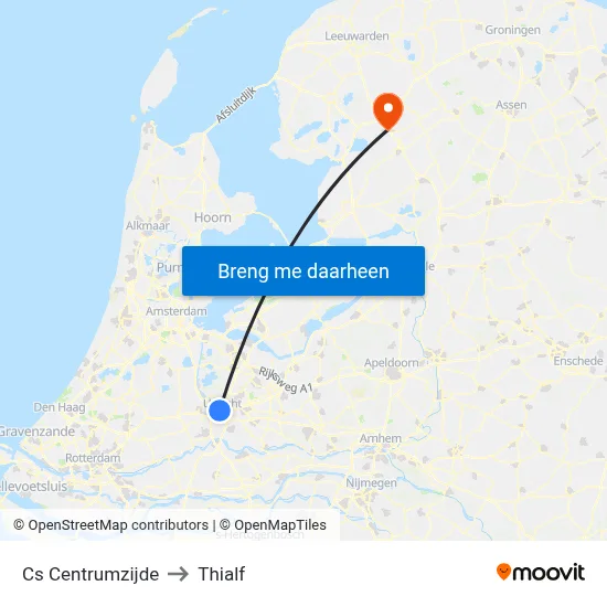 Cs Centrumzijde to Thialf map