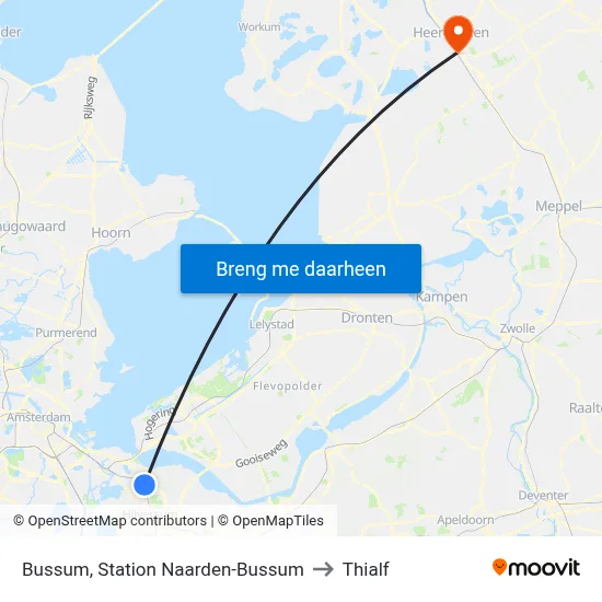 Bussum, Station Naarden-Bussum to Thialf map